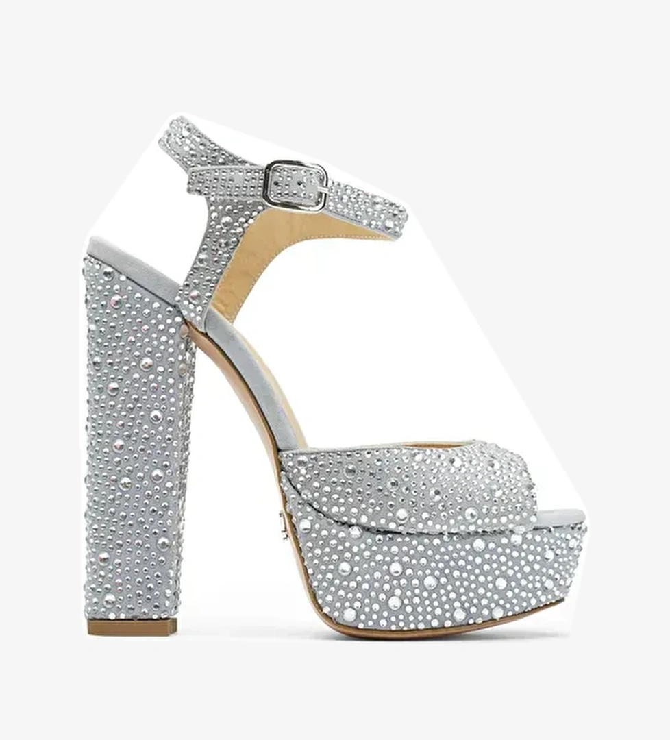 Jabotter Gri Kadın Süet Platform Topuklu Abiye Ayakkabı JAB2785 / 517K - Görsel 1