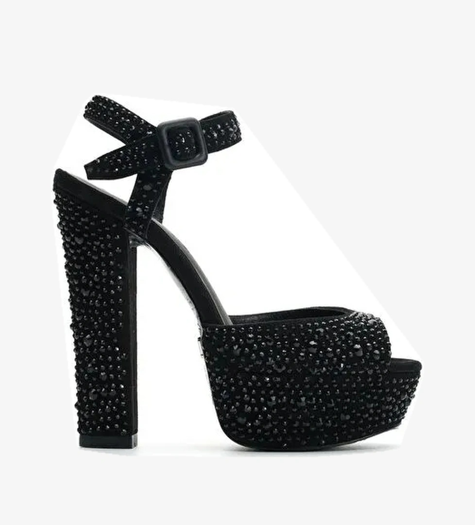 Jabotter Nifty Süet Taşlı Platform Topuklu Ayakkabı - Görsel 1