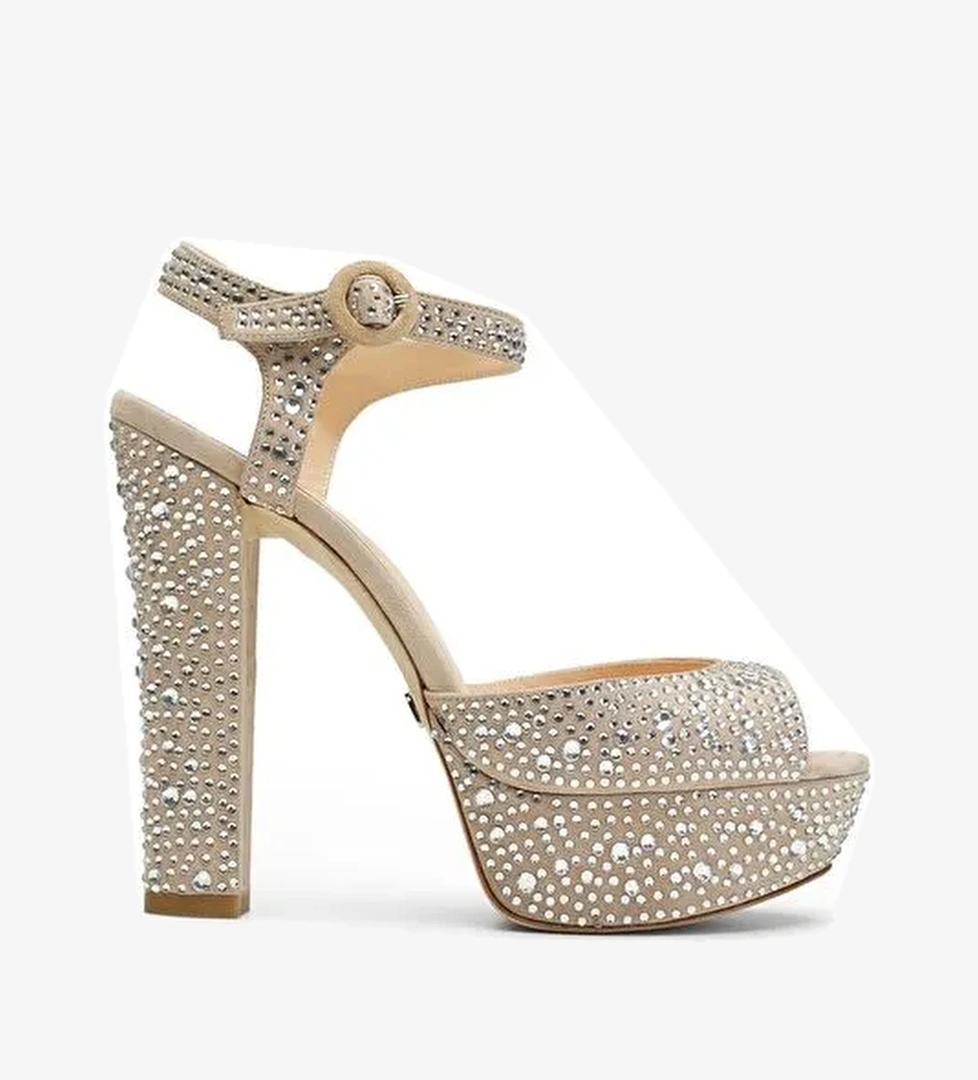 Jabotter Nifty Süet Taşlı Platform Topuklu Ayakkabı - Görsel 1