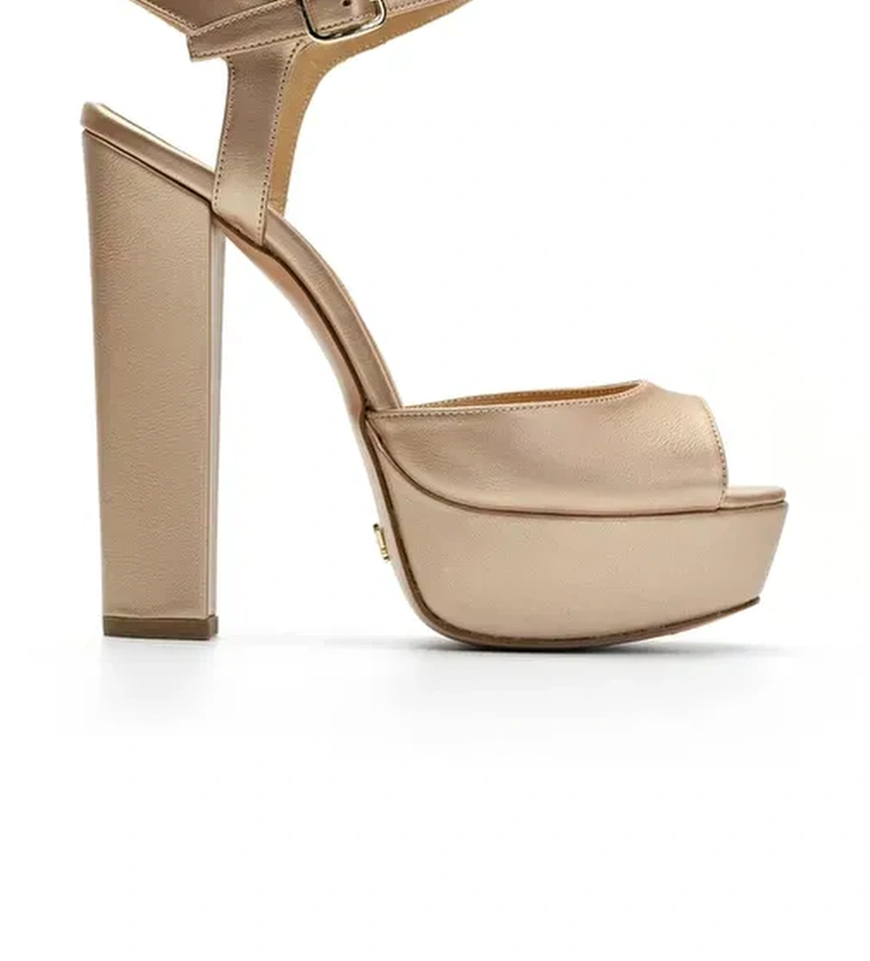 Jabotter Gümüş Kadın Deri Platform Topuklu Ayakkabı JAB4160 / 517K - Görsel 1