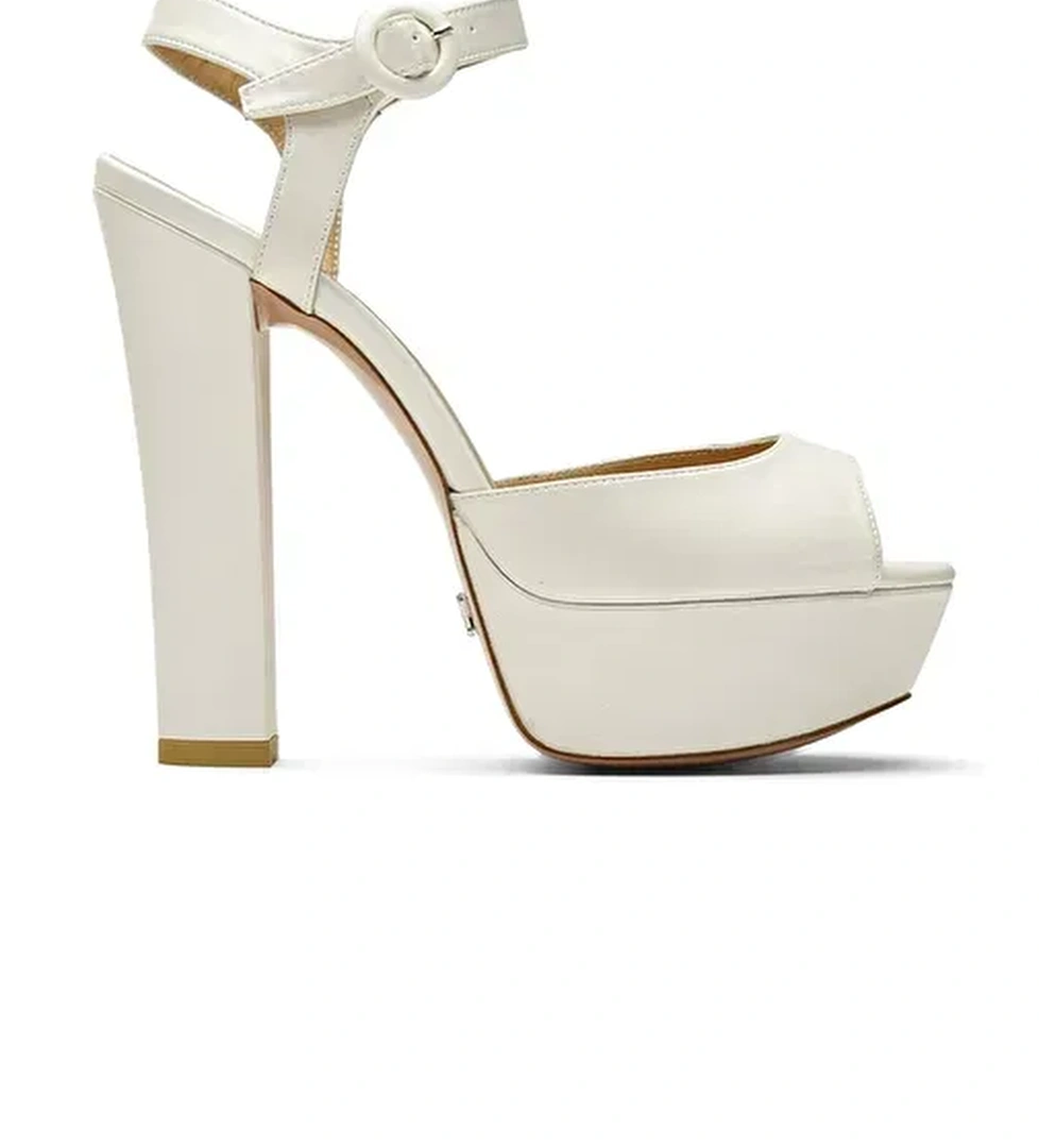 Jabotter Beyaz Kadın Deri Platform Topuklu Gelin Ayakkabısı JAB2476 / 517K