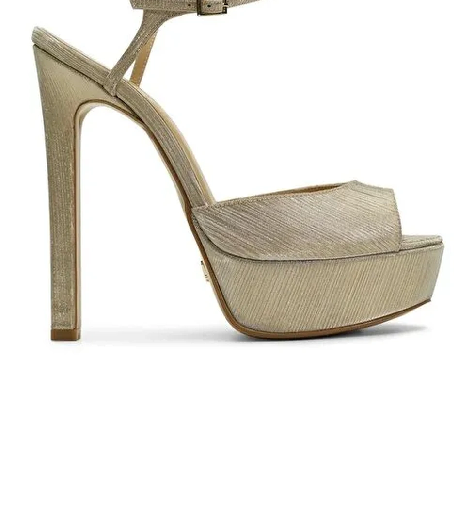 Jabotter Brida Çizgili Simli Platform Topuklu Ayakkabı - Görsel 1