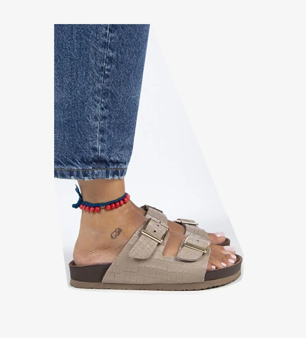 Manijero Vizon Kadın Deri Terlik MNJ.141.04 - Görsel 1