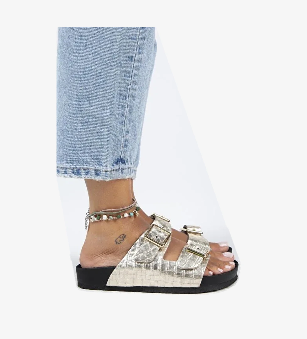 Manijero Gold Kadın Deri Terlik MNJ.141.02 - Görsel 1