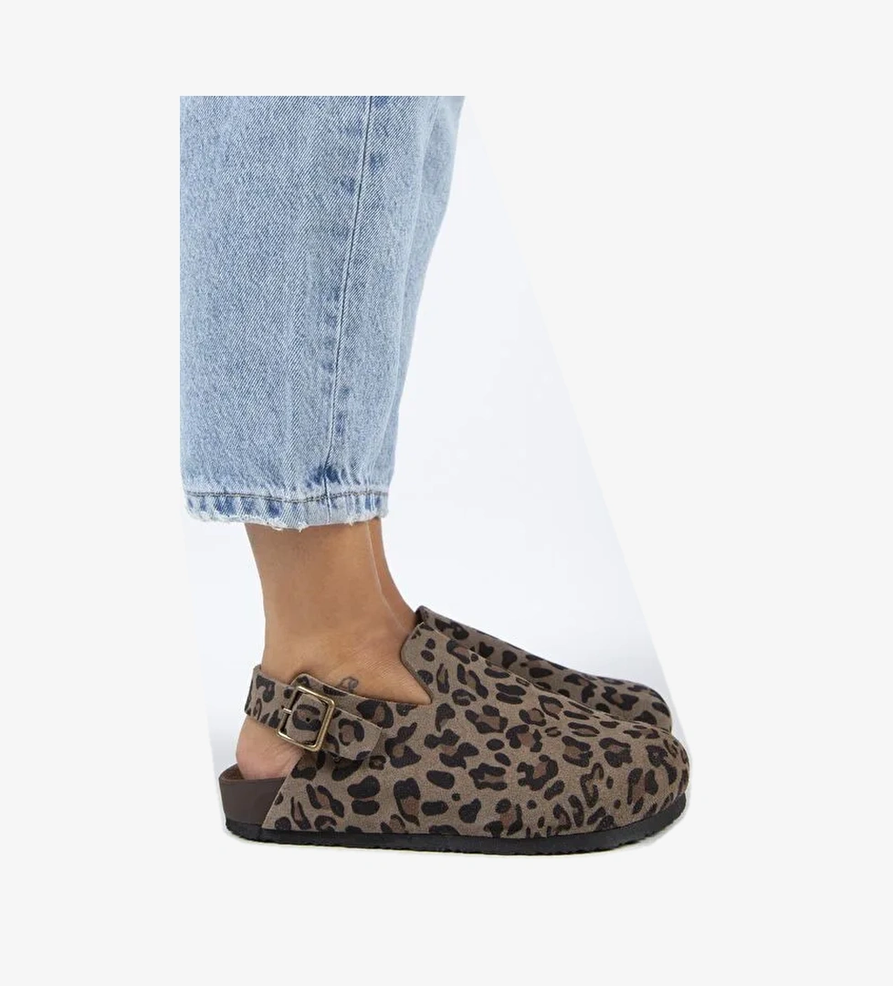 Manijero Kahverengi-Siyah Kadın Deri Sandalet MNJ.143.01 - Görsel 1