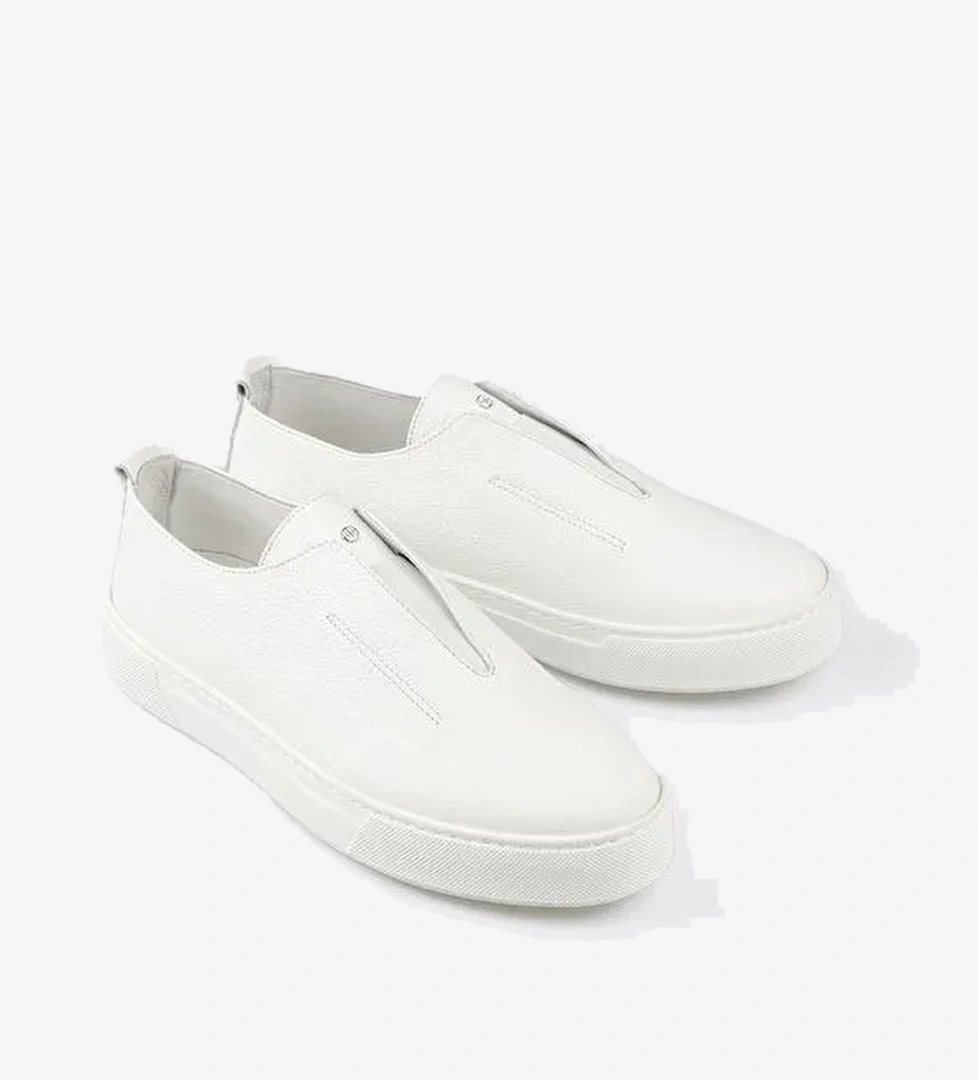 Beyaz Deri Erkek Günlük Ayakkabı - Görsel 1