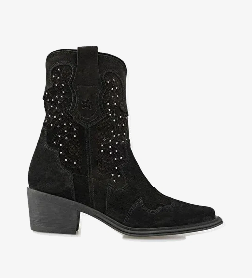 Siyah Deri Kadın Günlük Bot - Görsel 1