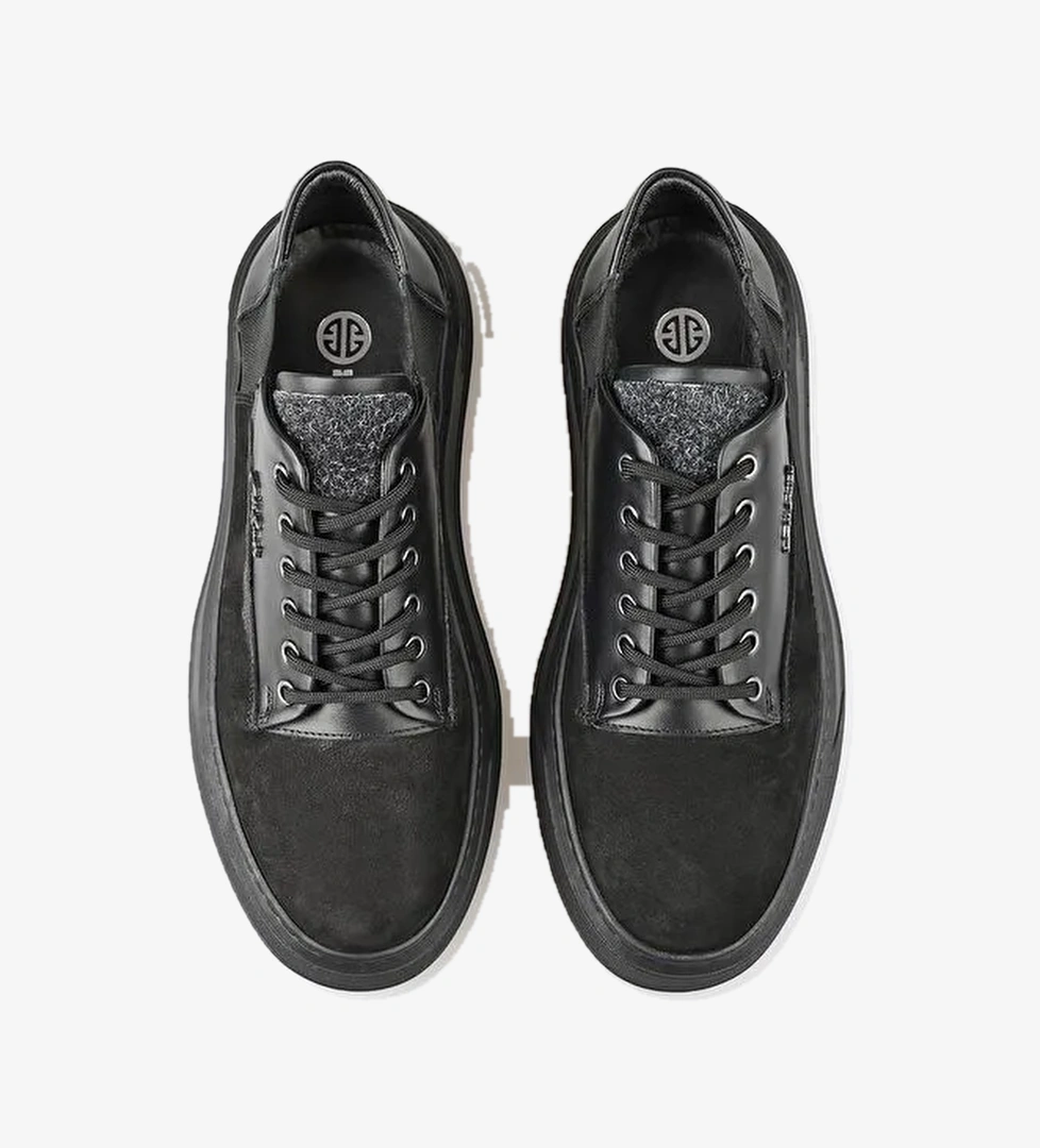 Siyah Deri Erkek Spor Ayakkabı - Görsel 1