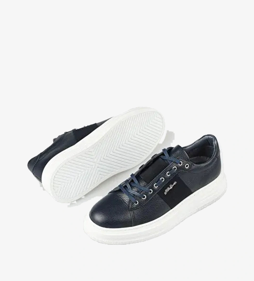 Elle Lacivert Erkek Deri Sneaker VAGOX - Görsel 1