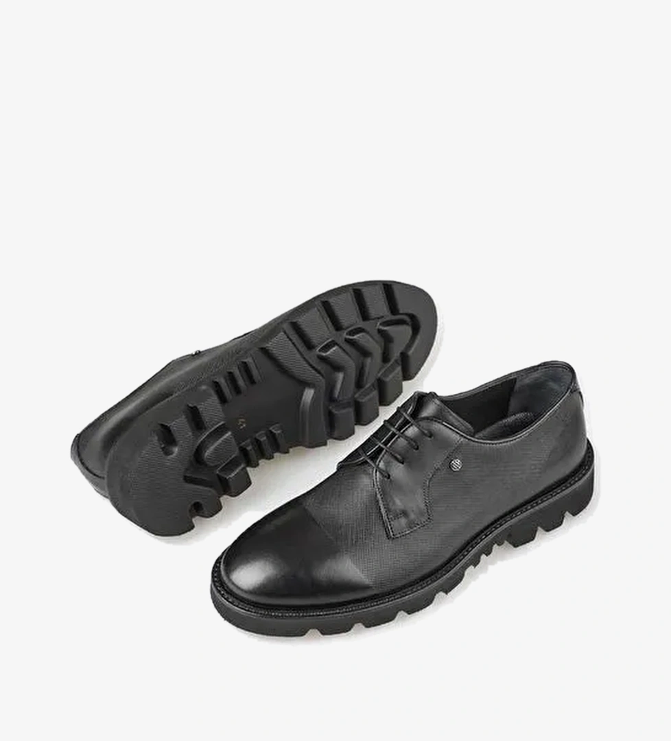 Siyah Deri Erkek Günlük Ayakkabı - Görsel 1