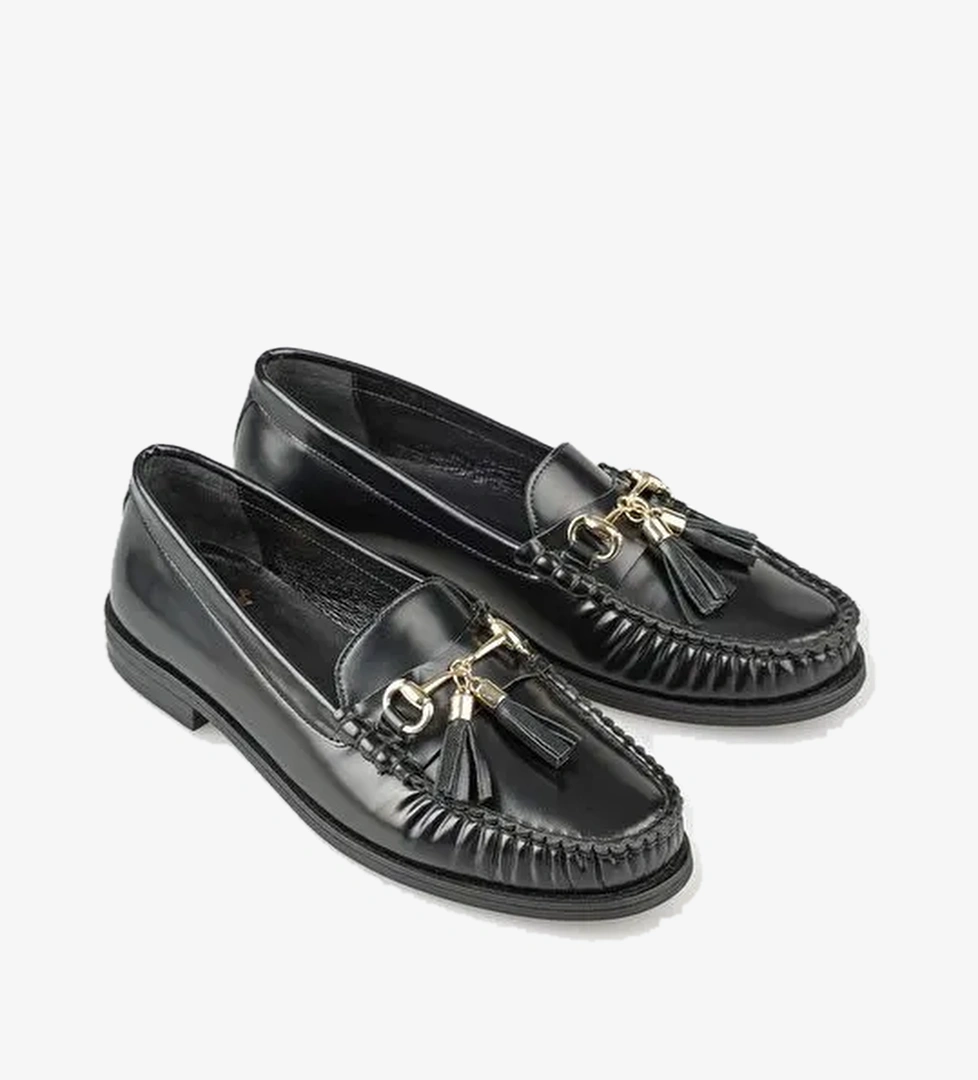 Elle Siyah Kadın Deri Loafer BRECHER - Görsel 1