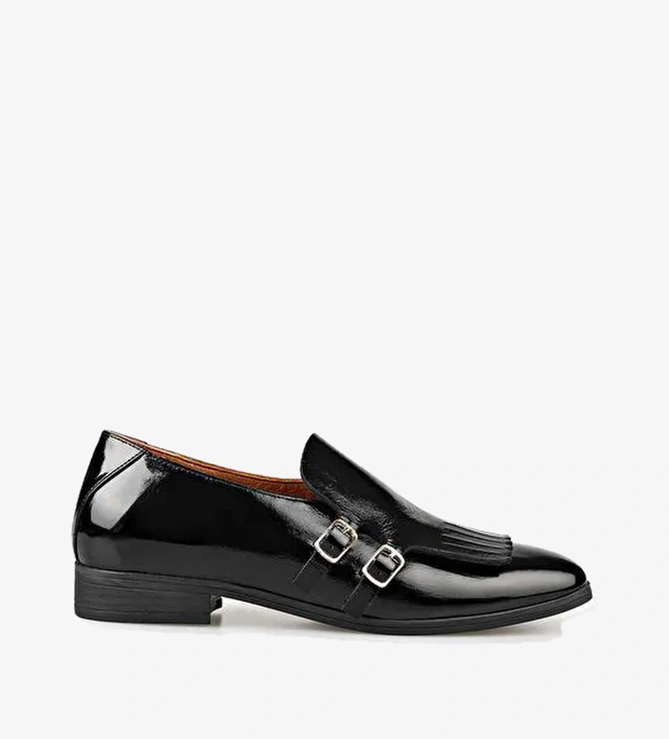 Siyah Deri Kadın Günlük Ayakkabı - Görsel 1