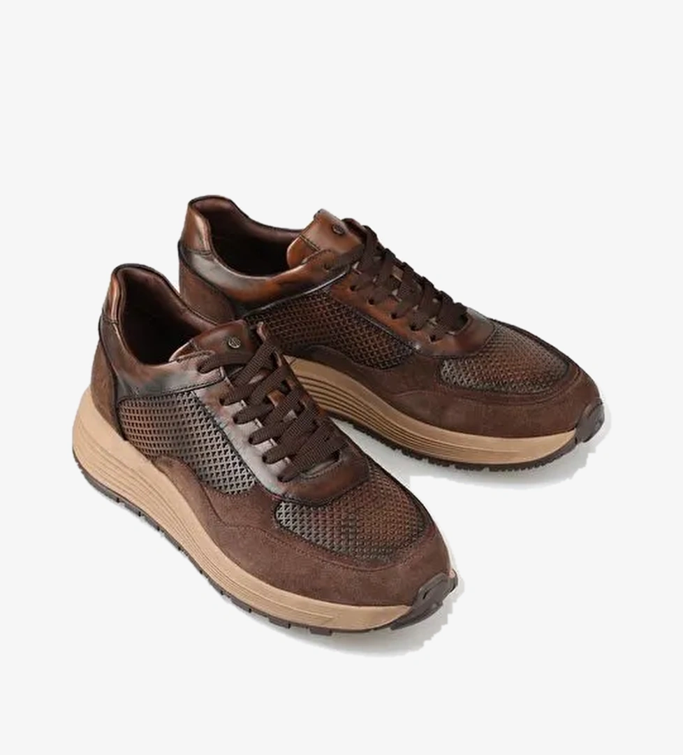 Kahve Deri Erkek Spor Ayakkabı - Görsel 1