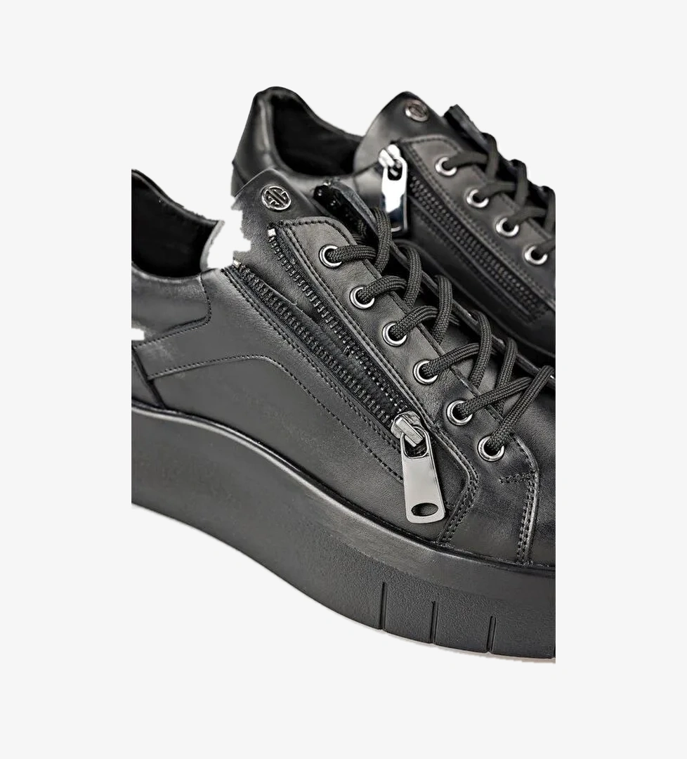 Elle Siyah Erkek Deri Sneaker RICESO - Görsel 1