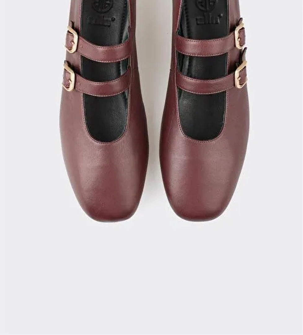 Elle Bordo Kadın Deri Babet VIRADEL - Görsel 1