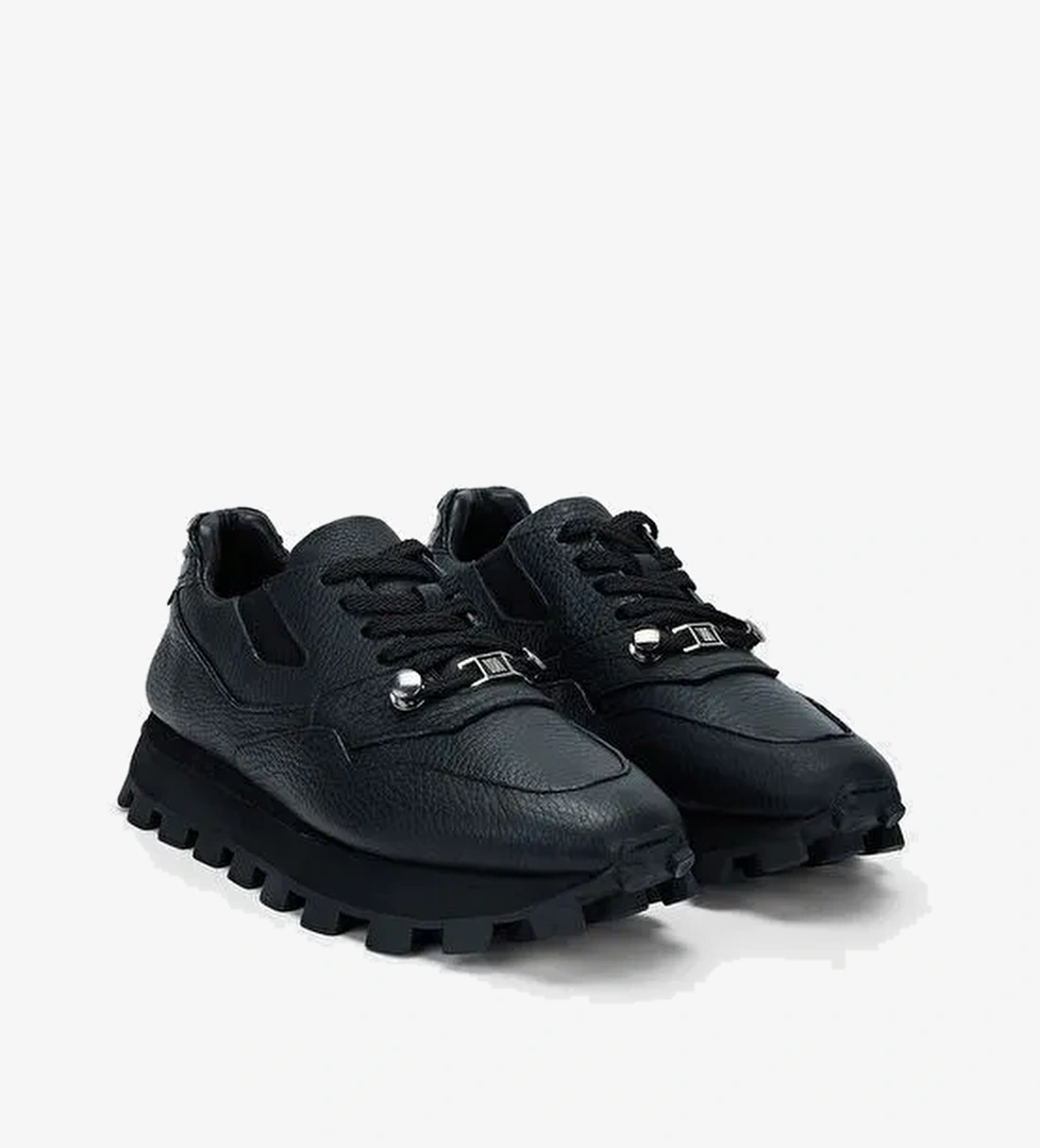 Valmenti Kadın Siyah Floter Hakiki Deri Sneakers & Spor Ayakkabı - Görsel 1