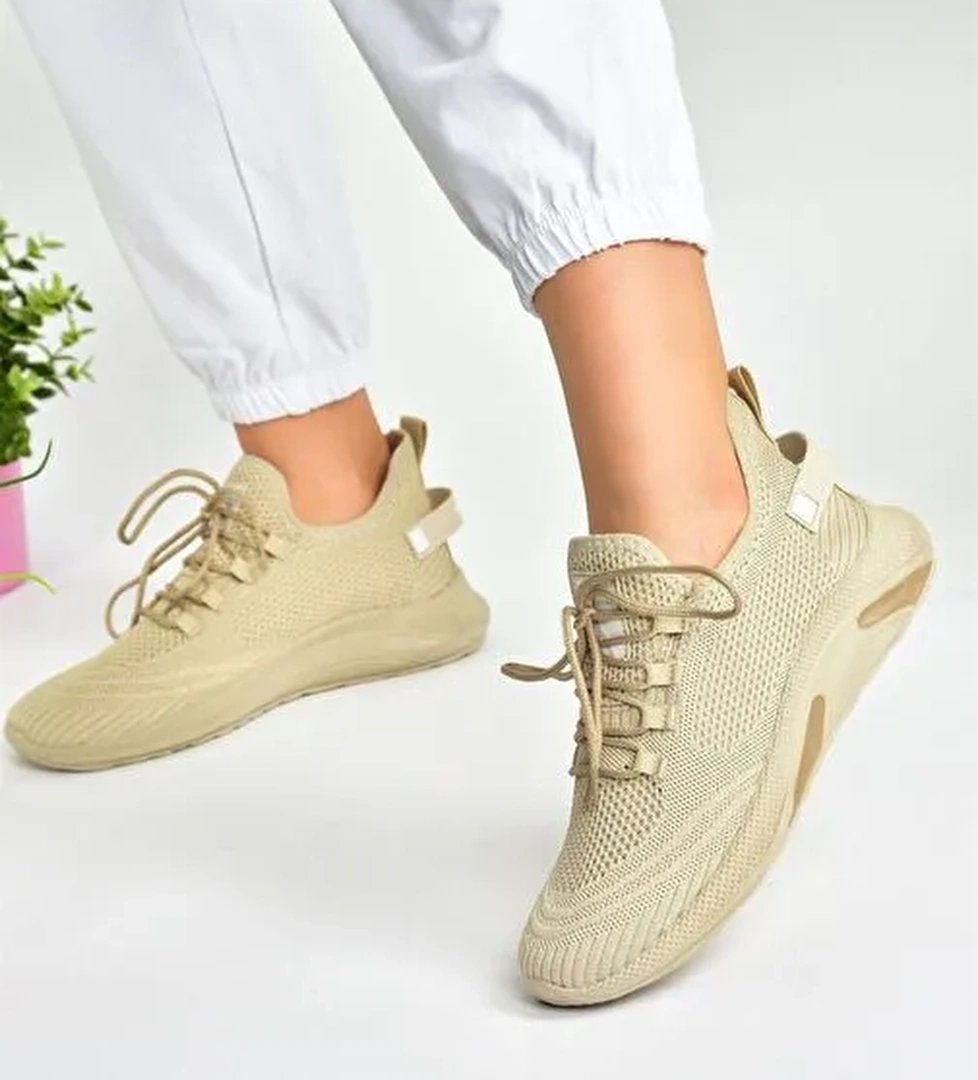 Bej Triko Kumaş Kadın Spor Ayakkabı M702006204 - Görsel 1