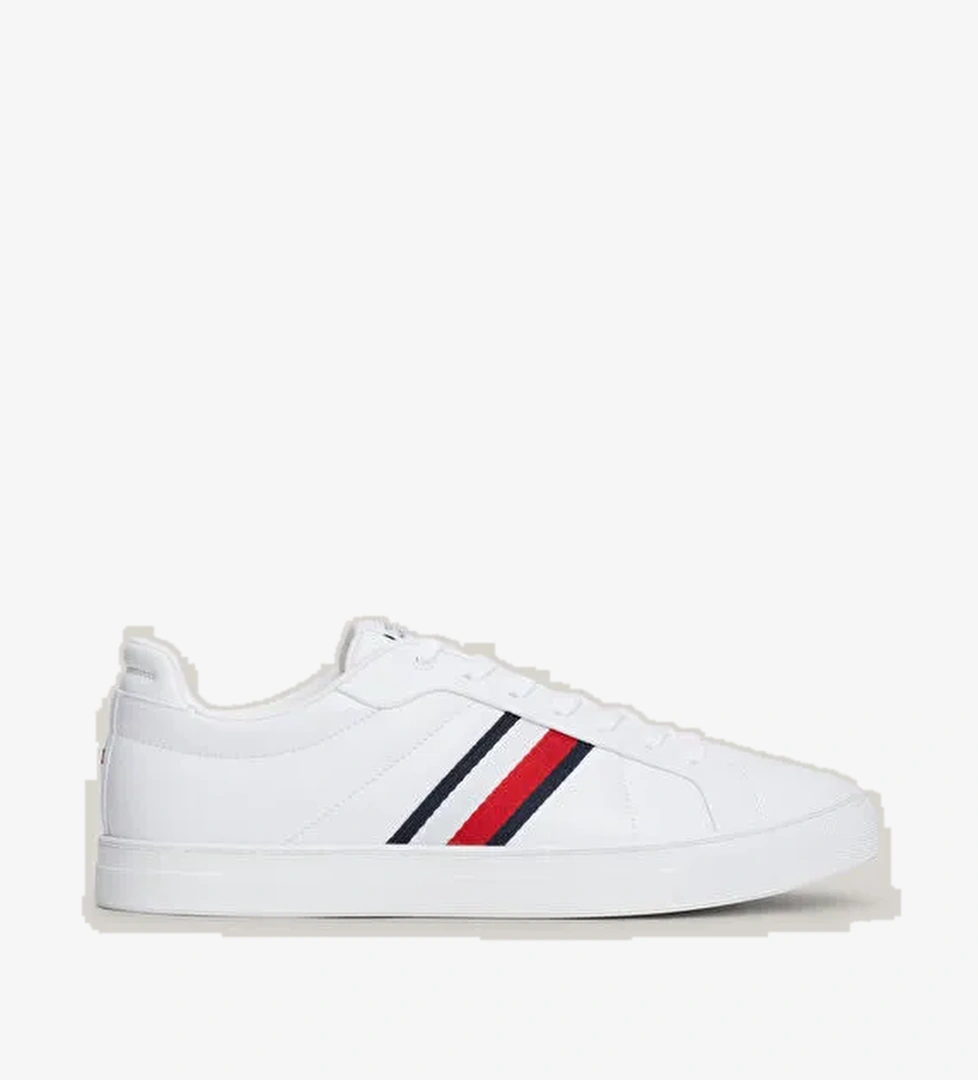 Tommy Hilfiger Beyaz Erkek Deri Sneaker ICON COURT LTH STRIPES