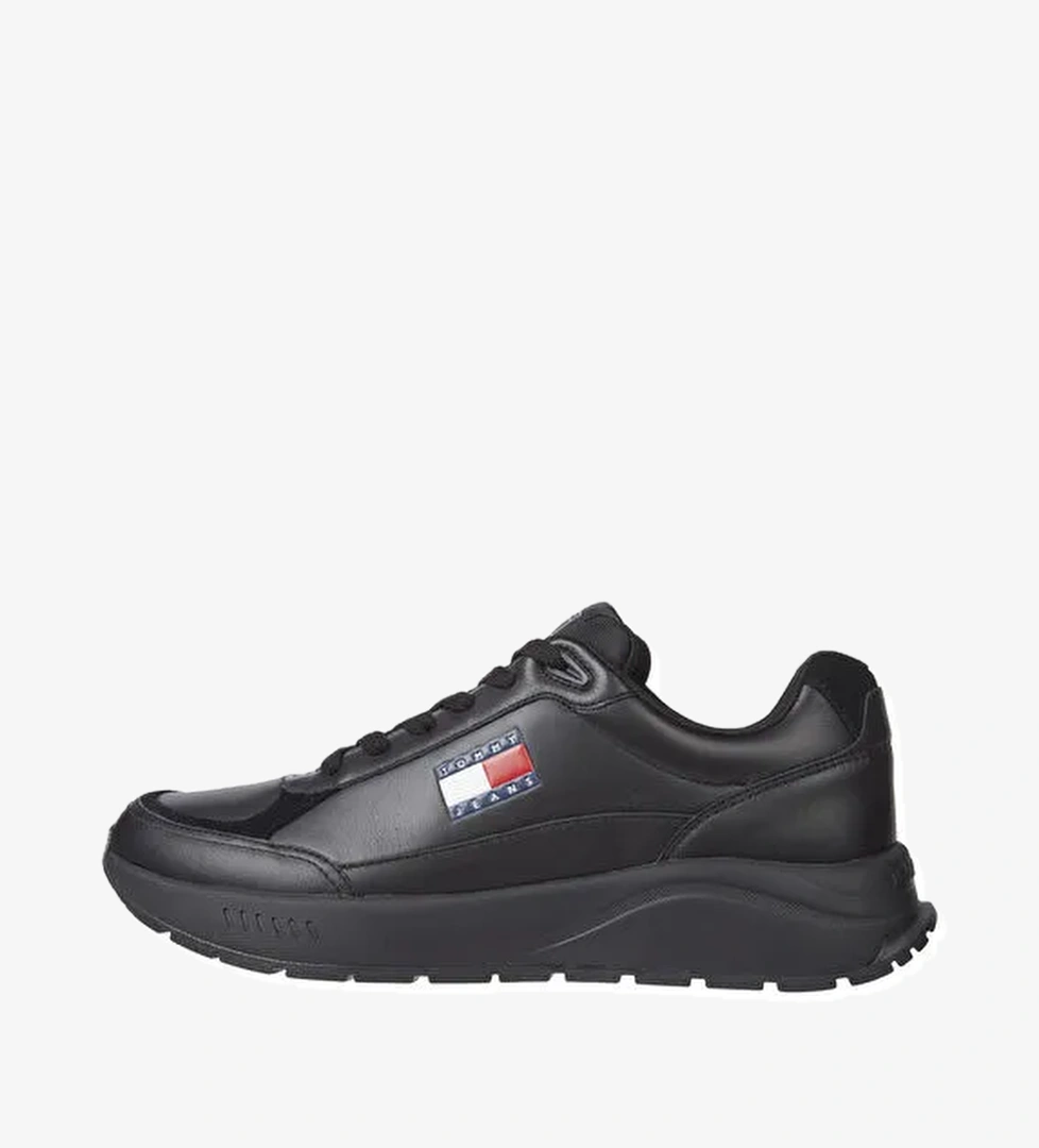 Tommy Hilfiger Siyah Erkek Deri Sneaker TJM RUNNER FULL LEATHER ESS - Görsel 1