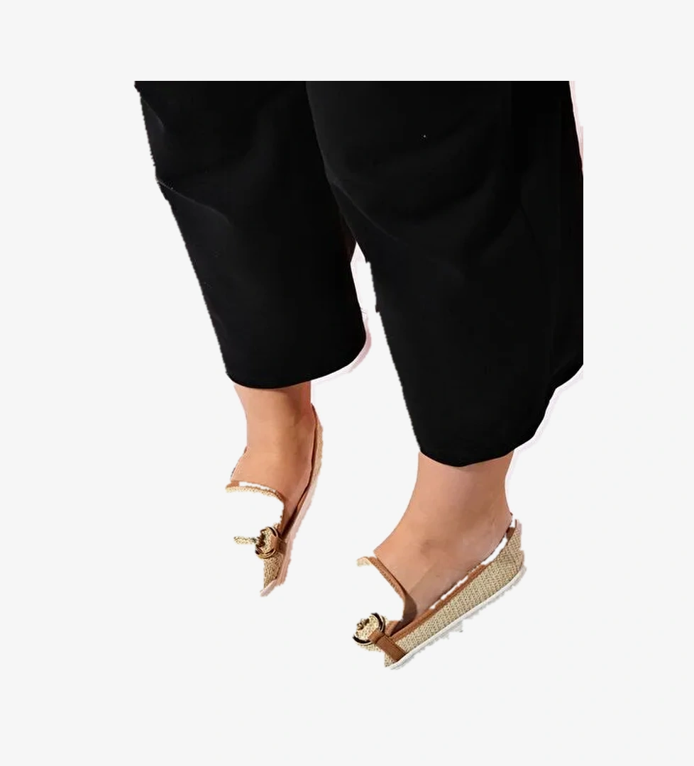 Luvi Shoes Bej Kadın Hasır Loafer 1-373K2008 - Görsel 1