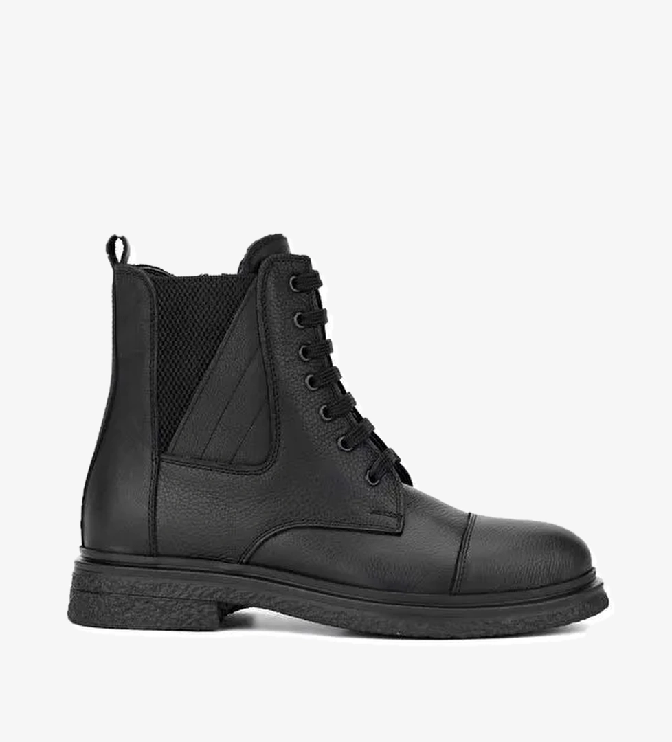 Tamer Tanca Kadın Hakiki Deri Siyah Deri Casual Bot - Görsel 1