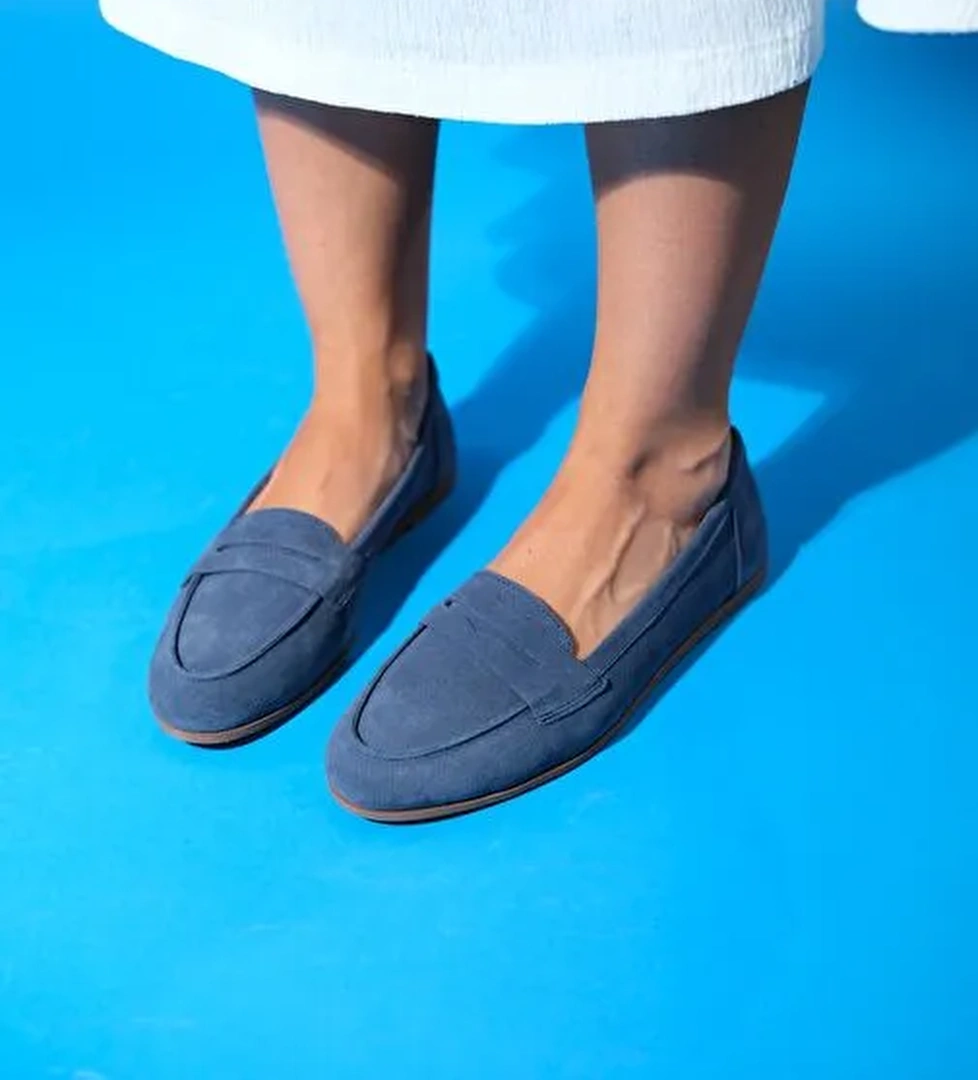 F02 Kot Süet Hakiki Deri Kadın Loafer Ayakkabı - Görsel 1