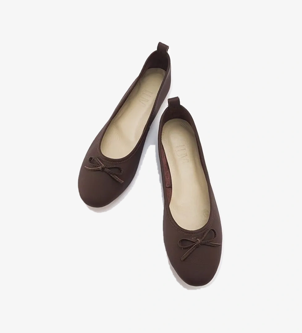 Luvi Shoes Bej Kadın Deri Babet 63-01 - Görsel 1