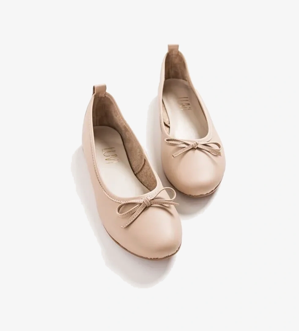 01 Bisküvi Cilt Hakiki Deri Kadın Babet Ayakkabı - Görsel 1