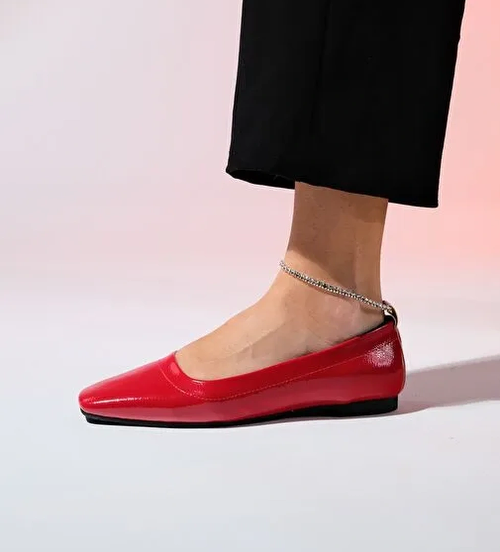 Luvi Shoes Kırmızı Kadın Rugan Babet 222-23048