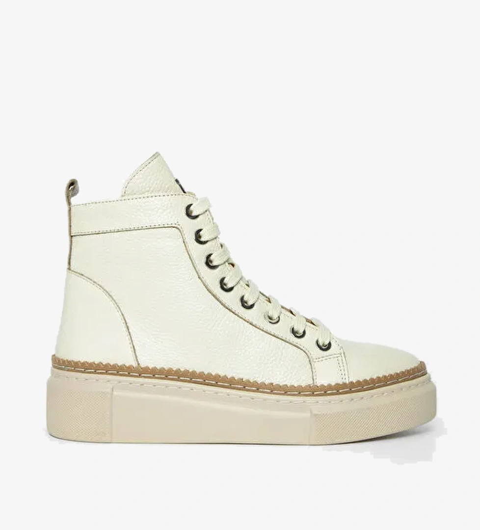 Tamer Tanca Kadın Hakiki Deri Bej Casual Bot - Görsel 1