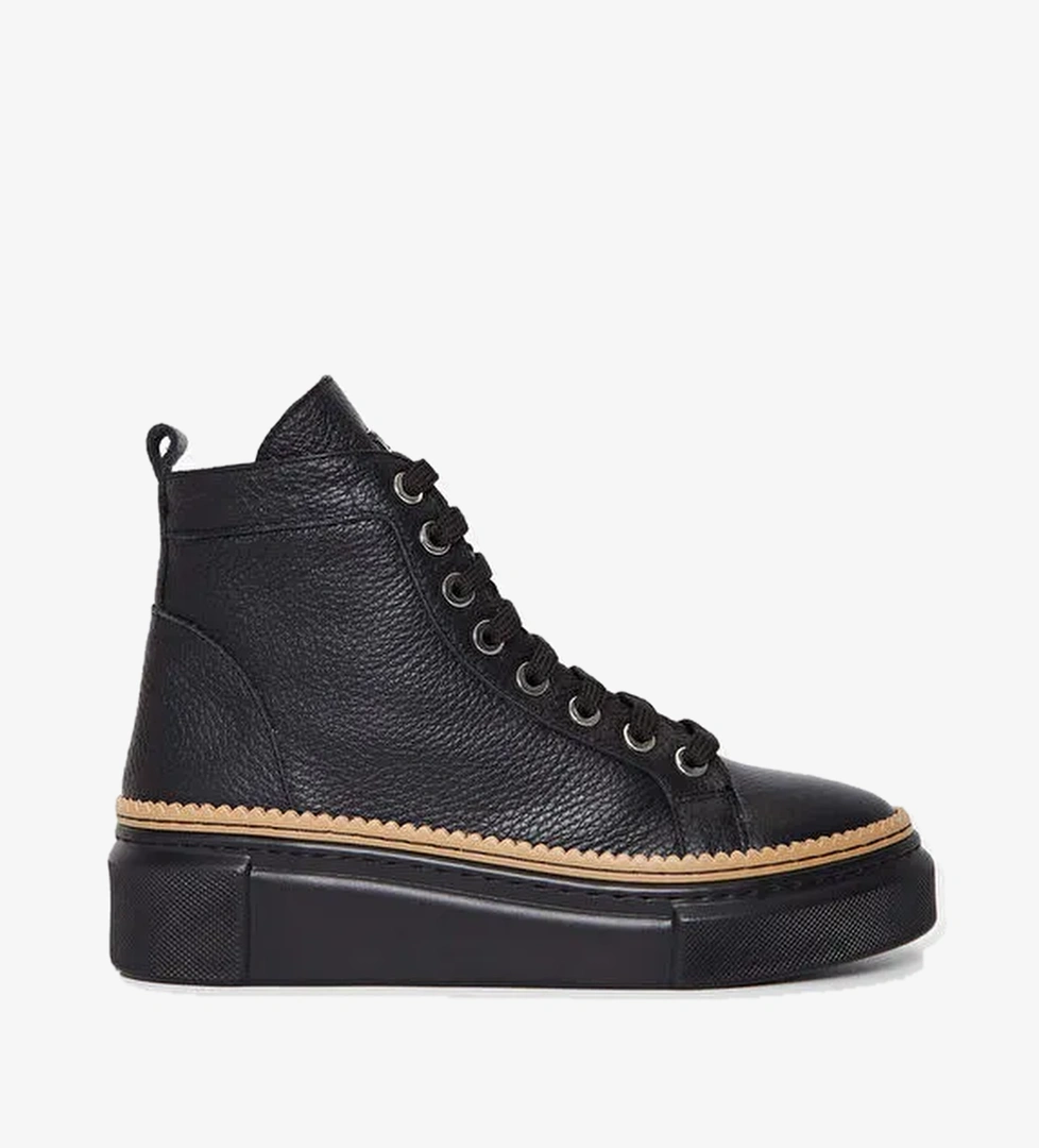 Tamer Tanca Kadın Hakiki Deri Siyah Casual Bot - Görsel 1