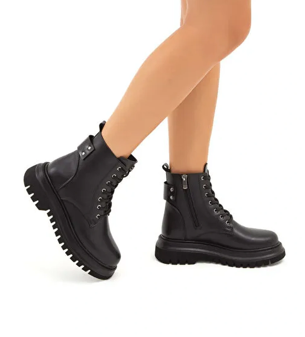 Tamer Tanca Kadın Suni Deri Siyah Casual Bot - Görsel 1