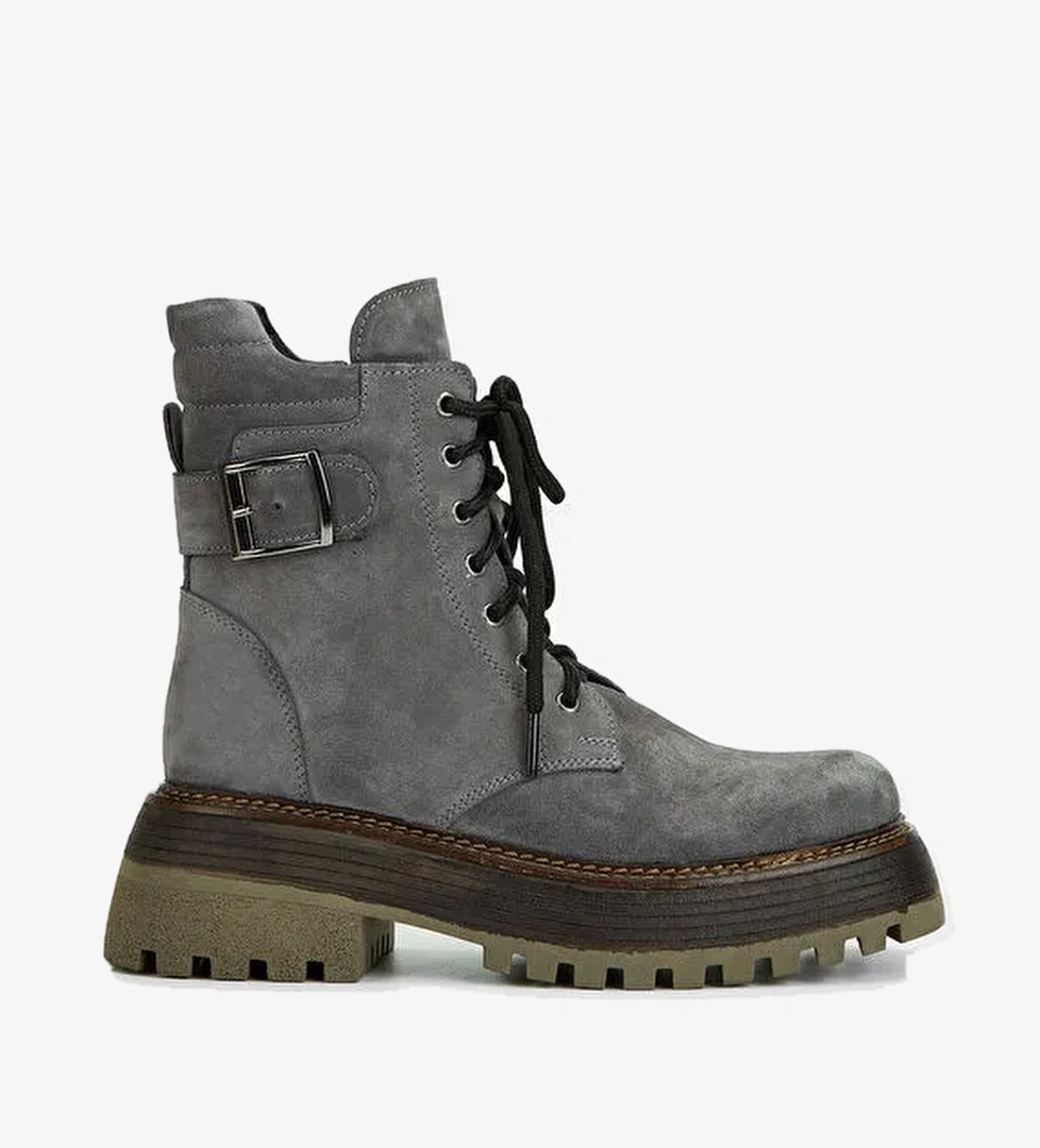 Tamer Tanca Kadın Hakiki Deri Gri Casual Bot - Görsel 1