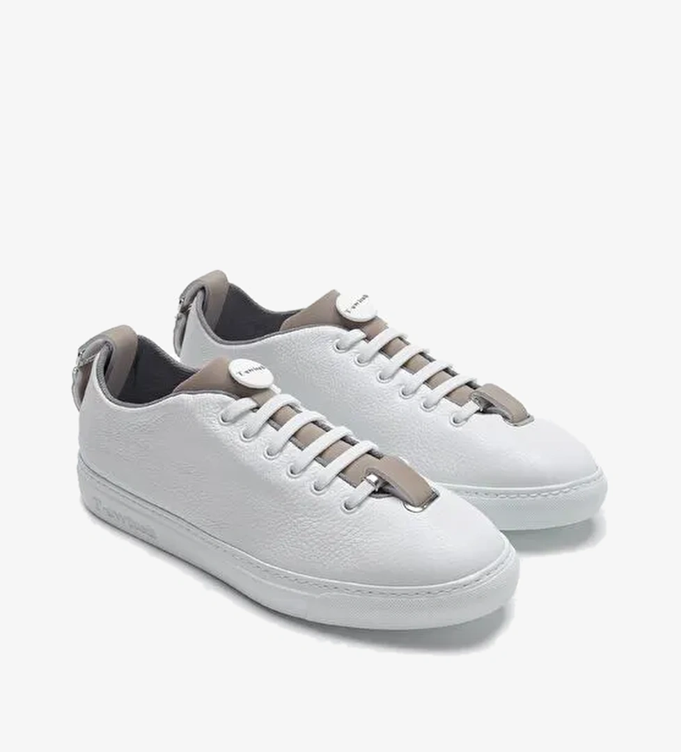 Franceschetti Mauro Erkek Beyaz\Bej\Yeşil Hakiki Deri Sneakers & Spor Ayakkabı - Görsel 1