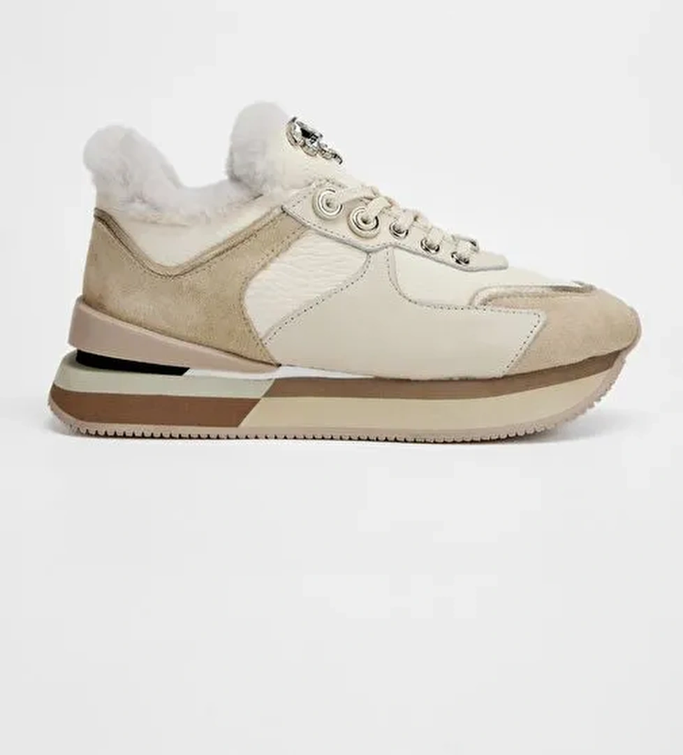 Valmenti Lina Kadın Bej Floter Hakiki Deri Sneakers & Spor Ayakkabı - Görsel 1