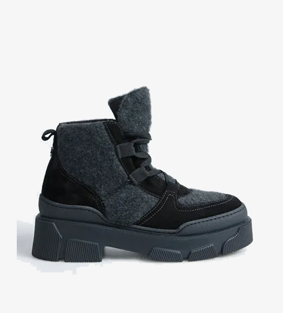 Fabrika Fabrika Siyah Kadın Deri - Kumaş Bot D-ELMIRA model görseli