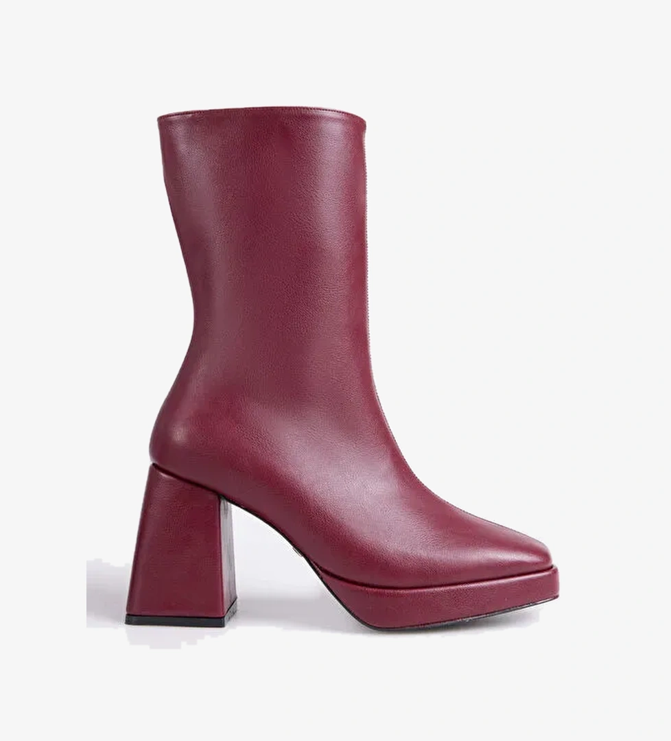 Fabrika Bordo Kadın Topuklu Bot FADILA