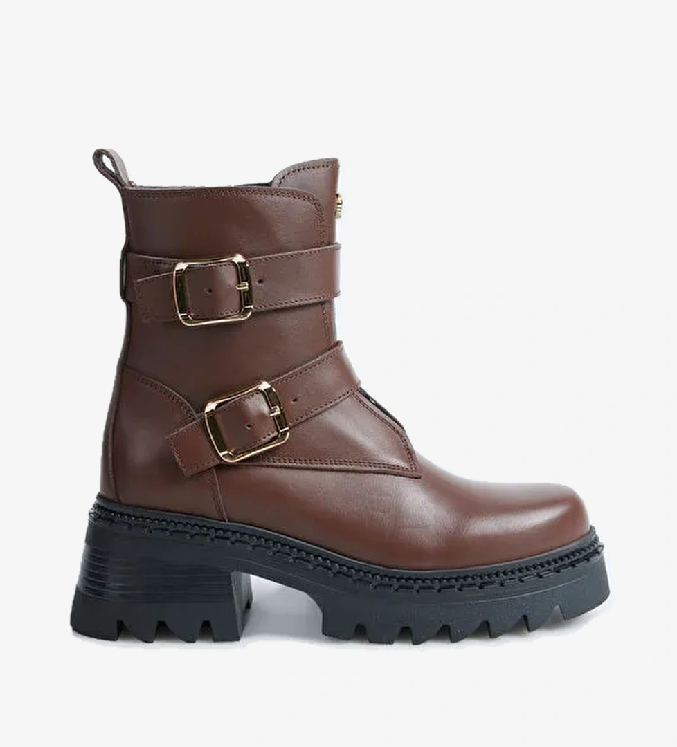 Fabrika Kahverengi Kadın Deri Bot D-ELORA