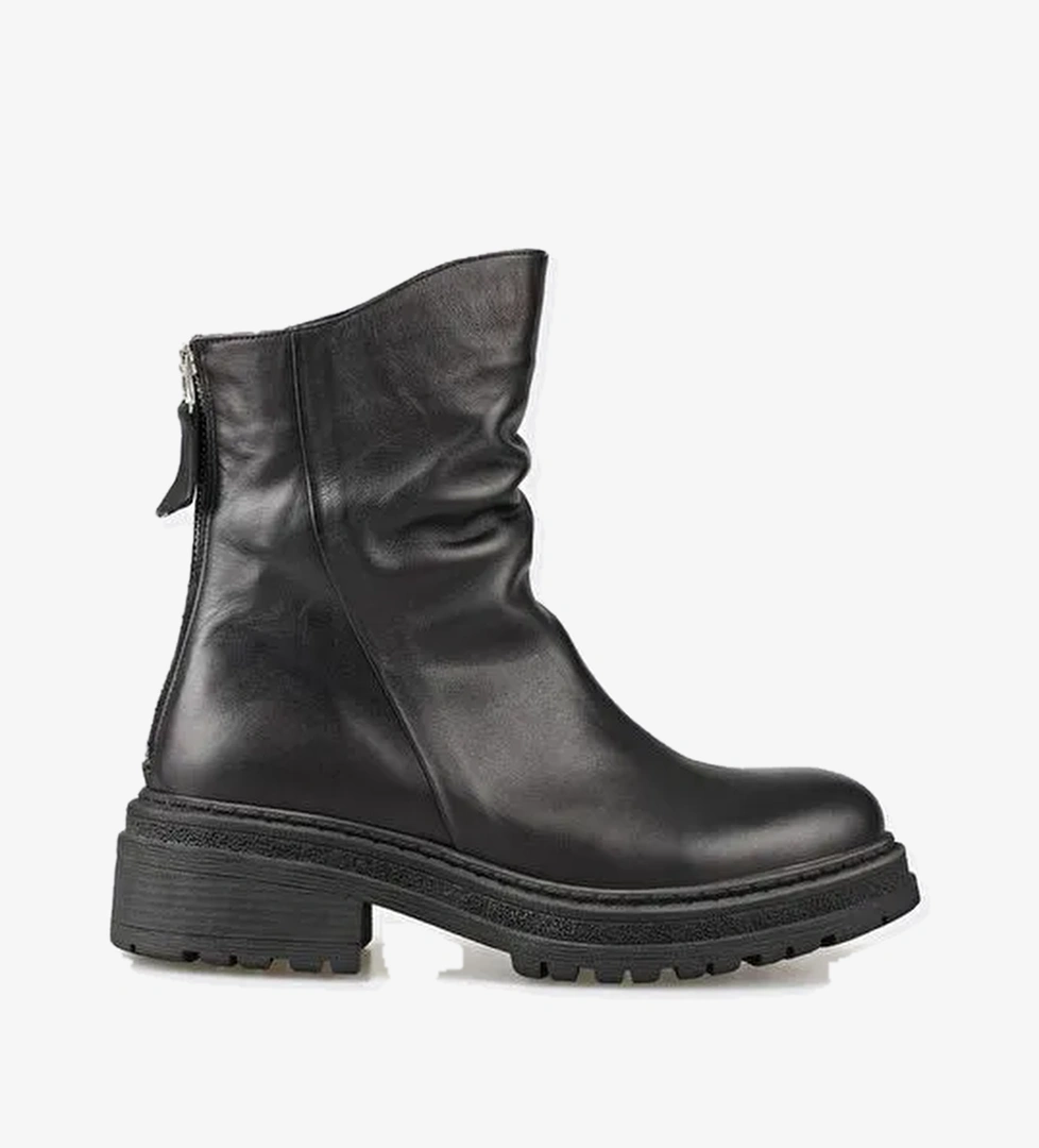 Siyah Deri Kadın Günlük Bot - Görsel 1