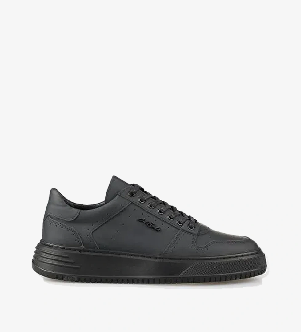 Elle Siyah Erkek Deri Sneaker AONAG - Görsel 1