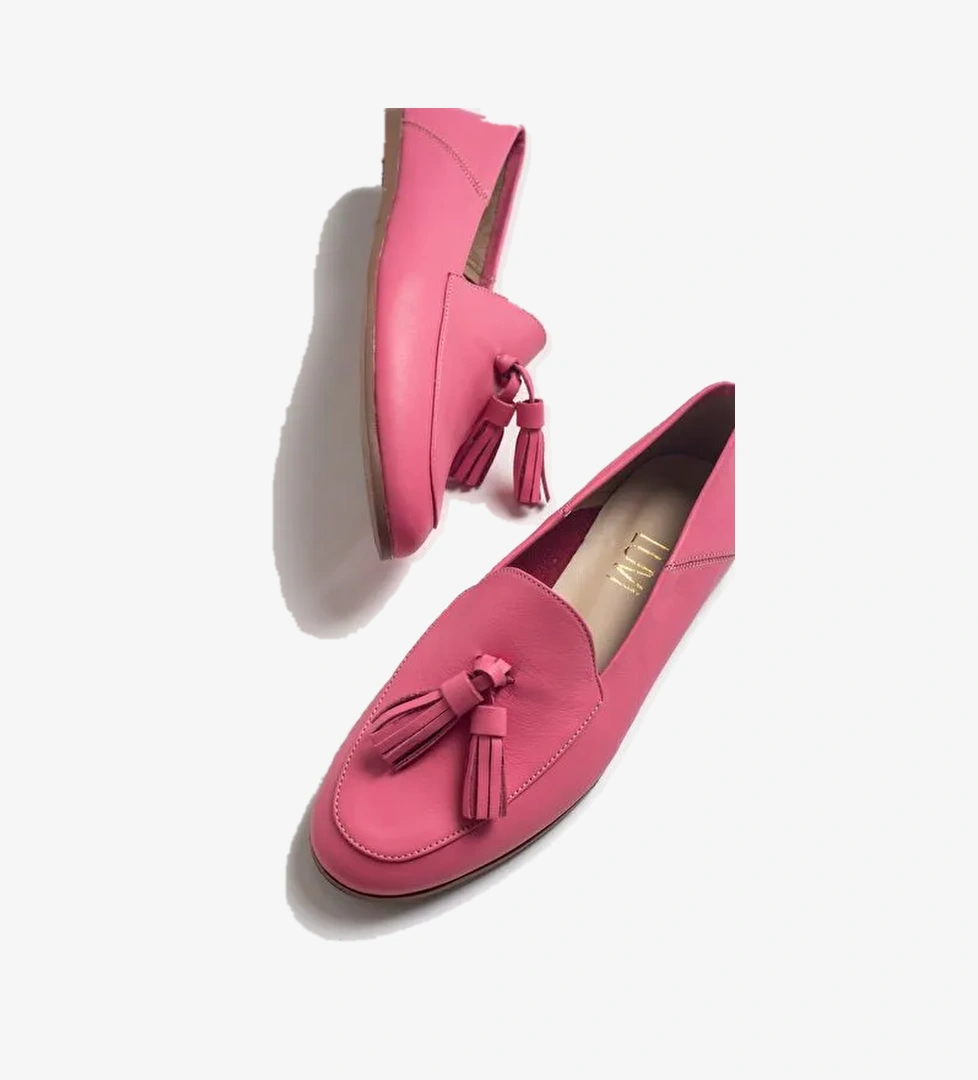 Luvi Shoes Pembe Kadın Deri Loafer 63-F04 - Görsel 1