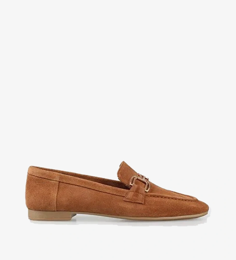 Camel Deri Kadın Loafer - Görsel 1