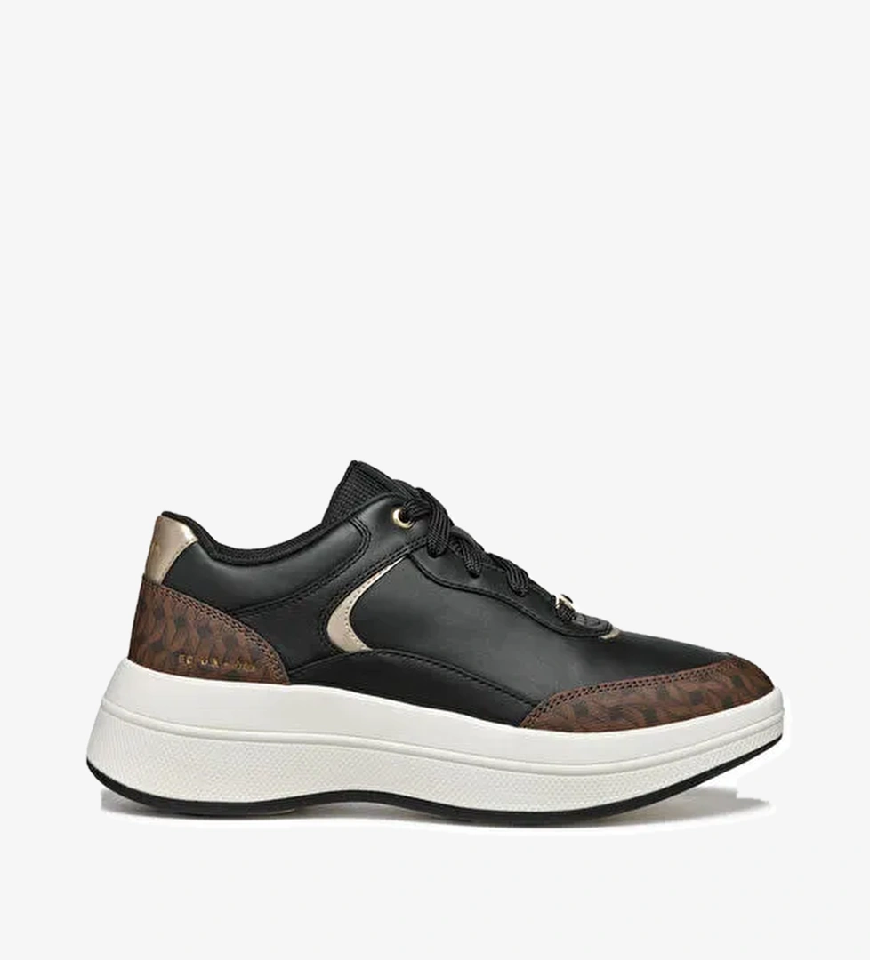 Geox Siyah-Kahverengi Kadın Deri Sneaker D46WTD08504C9229 - Görsel 1