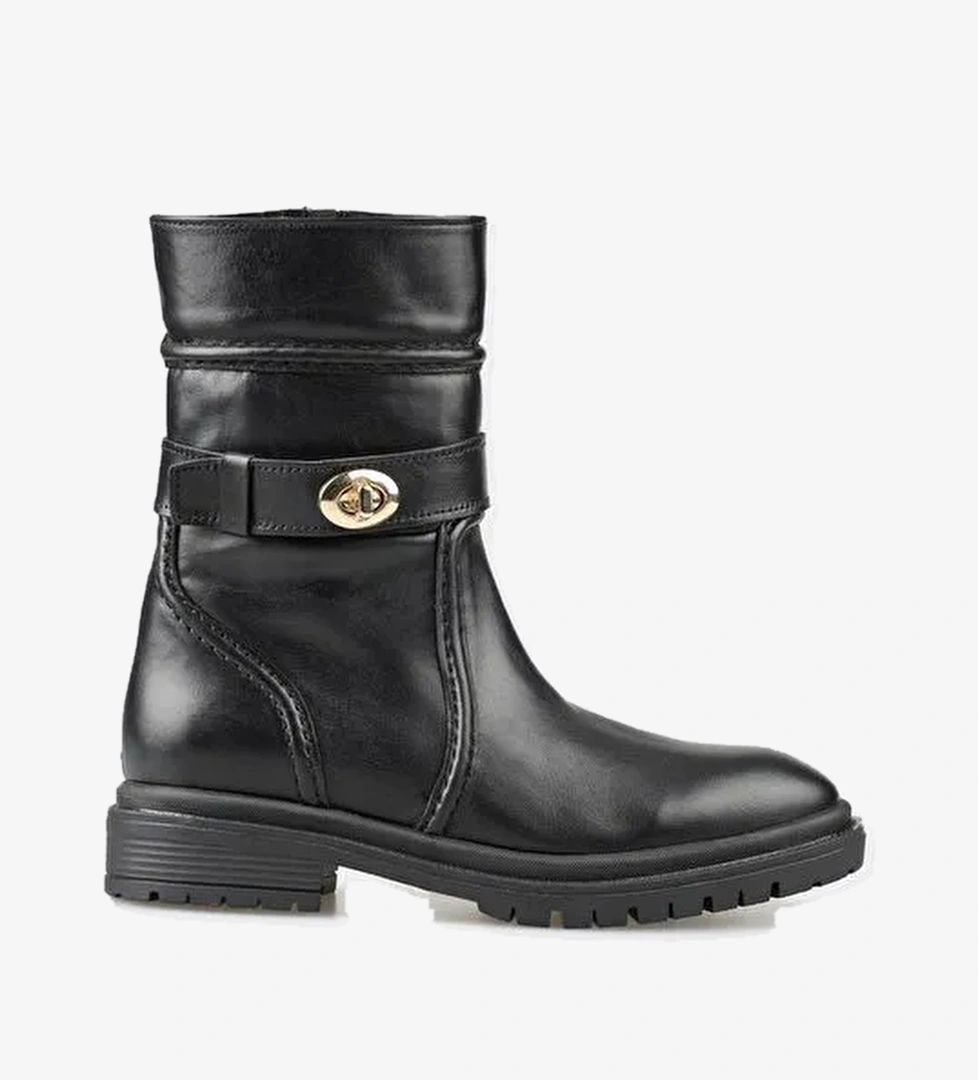 Siyah Deri Kadın Günlük Bot - Görsel 1