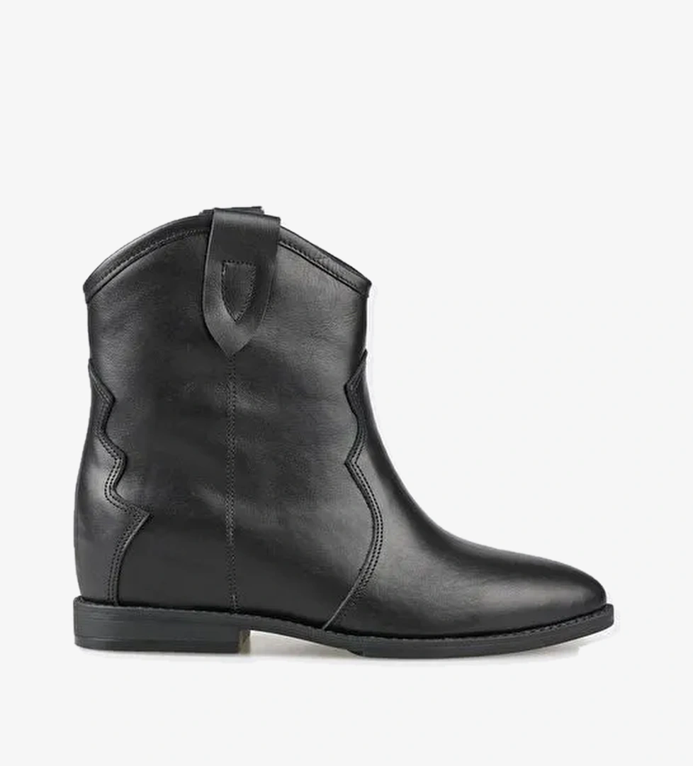 Siyah Deri Kadın Western Bot - Görsel 1