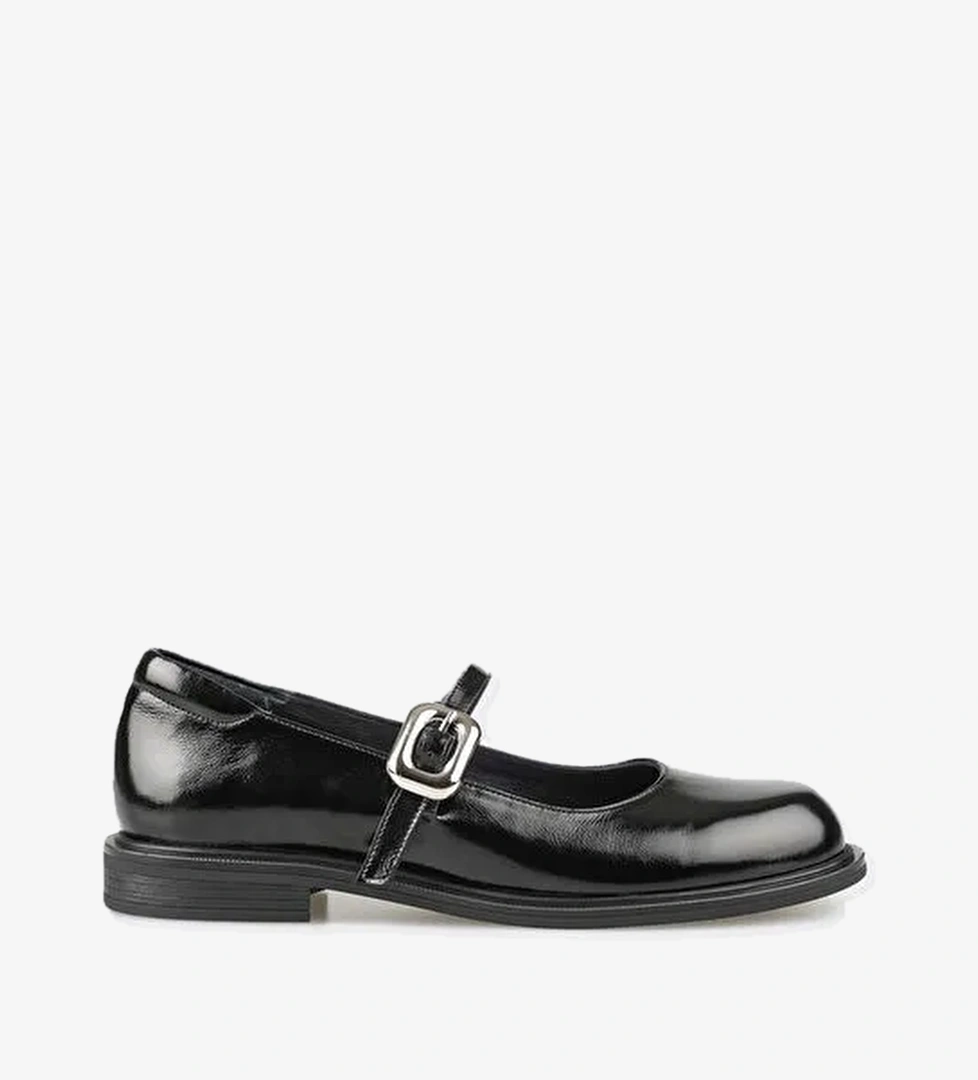 Elle Siyah Kadın Rugan Günlük Ayakkabı SULETO - Görsel 1