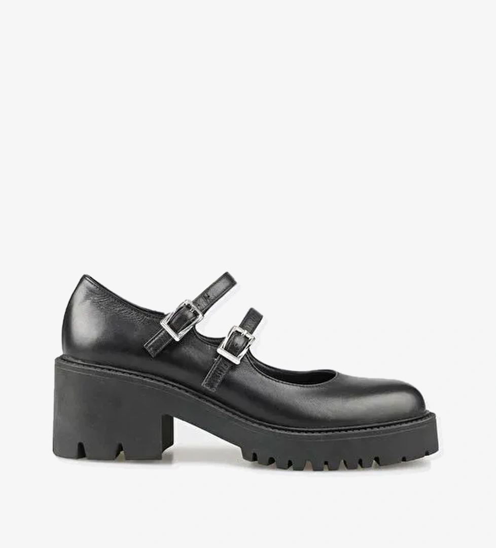 Elle Siyah Kadın Deri Topuklu Ayakkabı IAFUN - Görsel 1