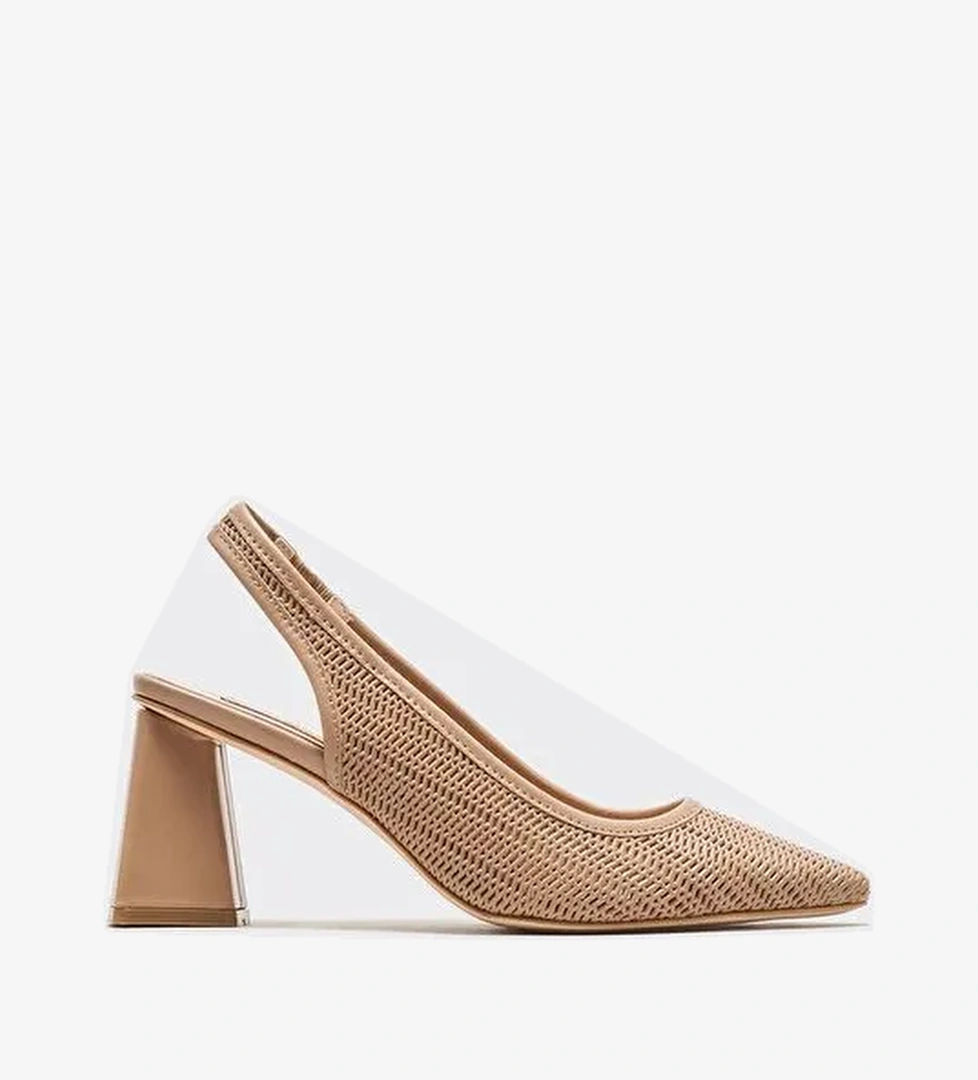 Naturel Deri Kadın Topuklu Ayakkabı - Görsel 1