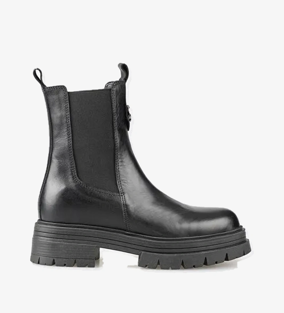 Siyah Deri Kadın Günlük Bot - Görsel 1