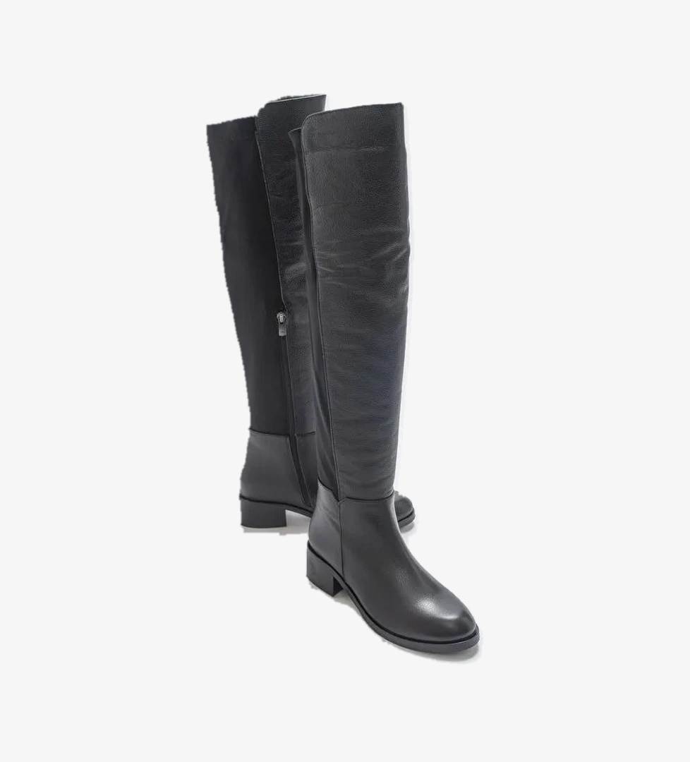 1177 SİYAH DERİ KADIN ÇİZME - Görsel 1